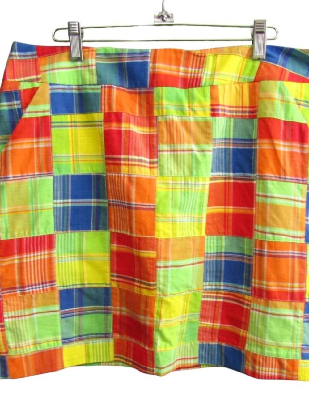 Loudmouth Ladies Multicolor Cotton Madras Plaid Golf Skort Skirt Size 8 Pockets
